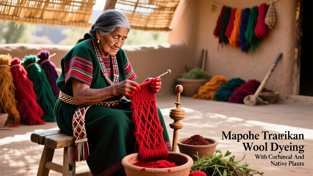 Mapuche Trarikan Wool Dyeing With Cochineal And Native Plants