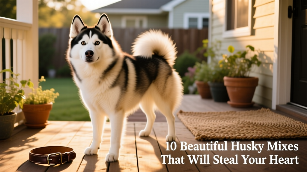 Pomsky with Husky body and Pomeranian face and coloring