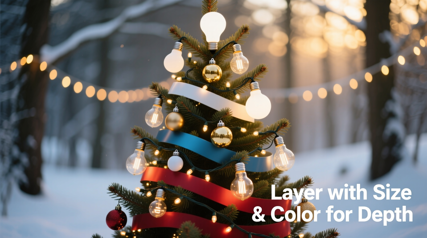 how to layer christmas lighting for depth using multiple bulb sizes and colors