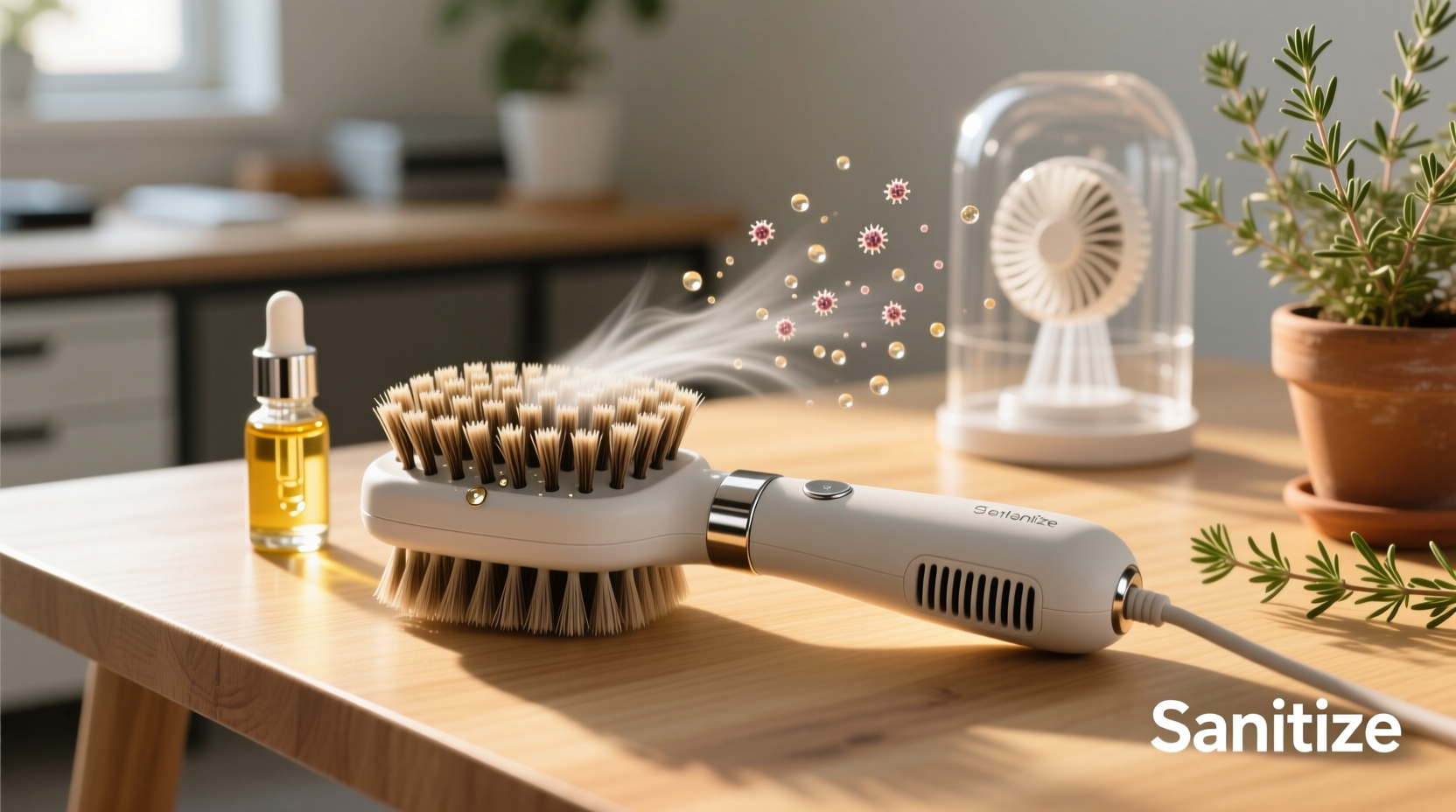 eco friendly cleaning sanitize pet brushes with thyme oil