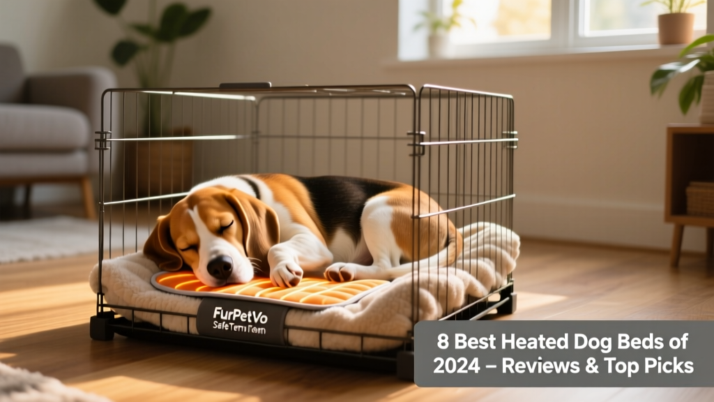 FurPetVo SafeTemp pad placed inside a wire crate with a sleeping beagle