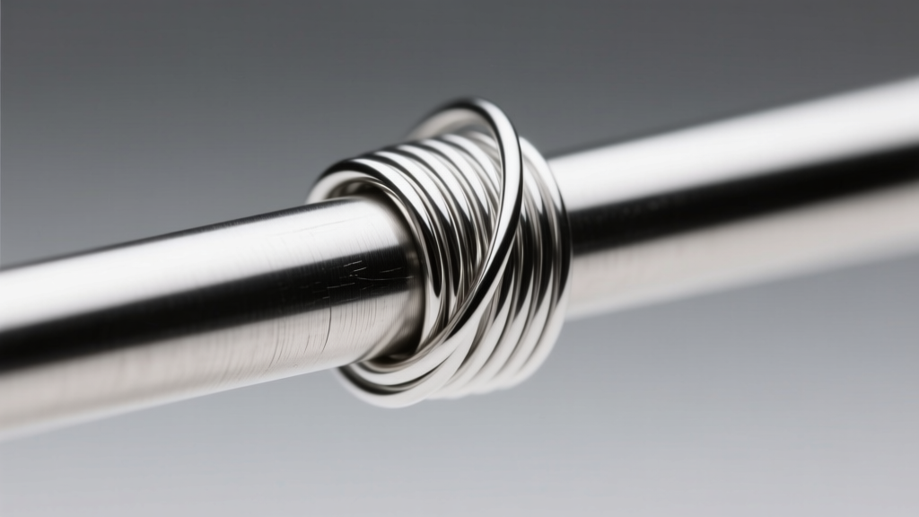 Macro shot of 20-gauge sterling silver wire wrapped around a steel mandrel, highlighting the smooth and untarnished metal finish