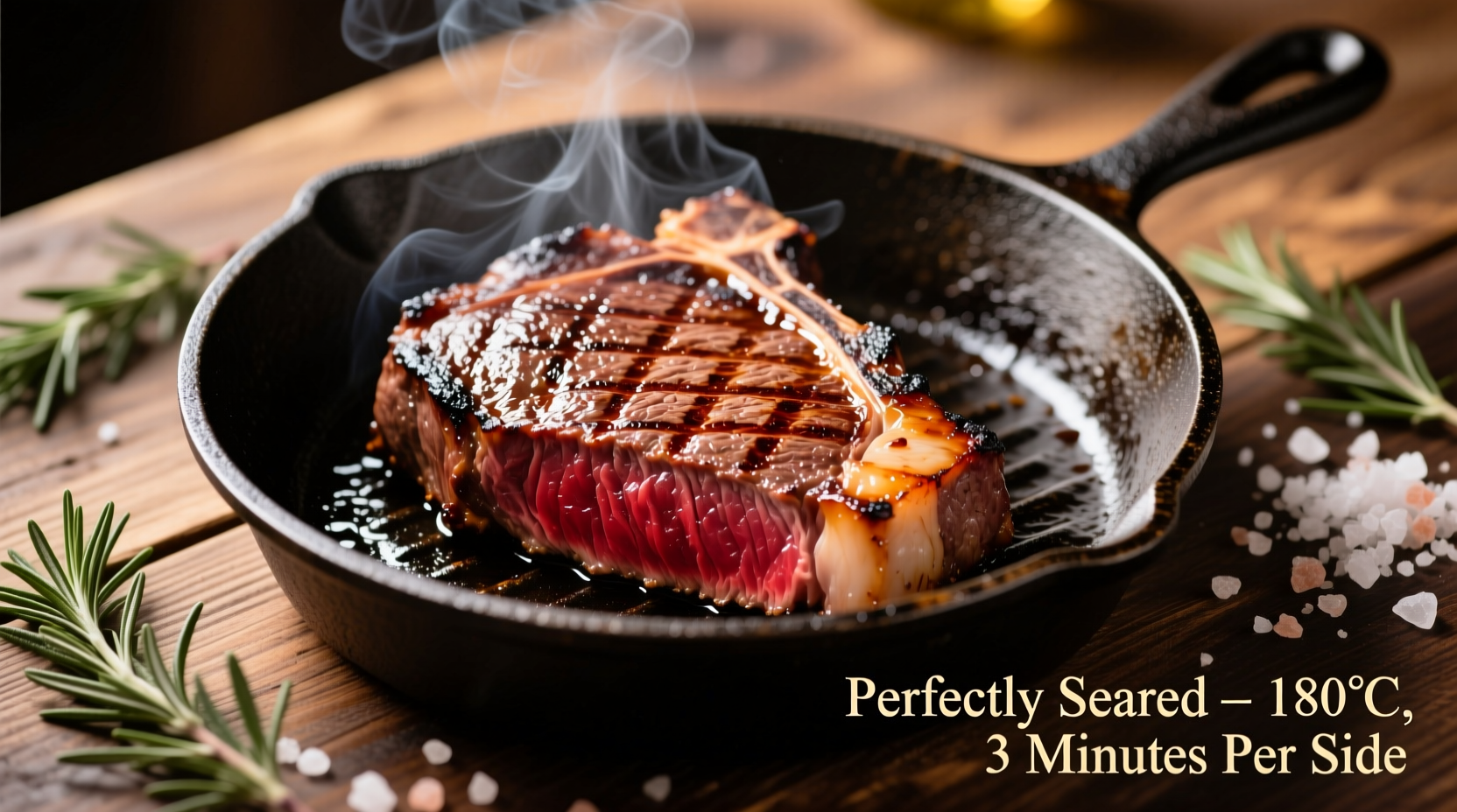 Perfectly seared London broil in cast iron skillet