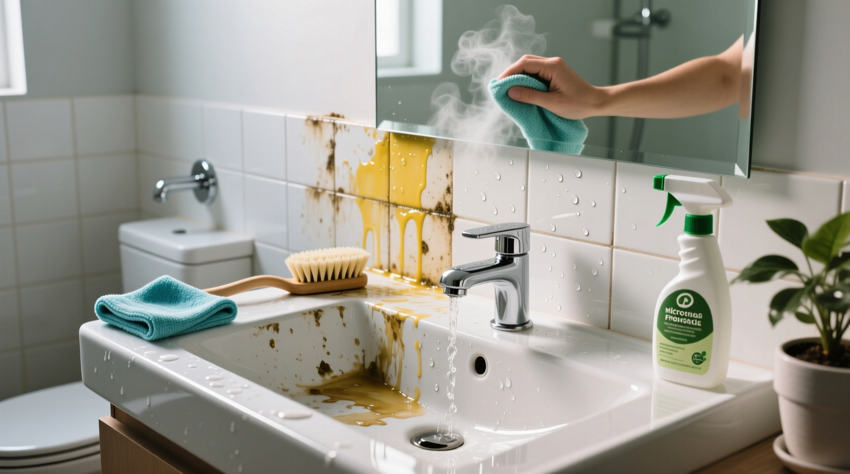 the best ways to eliminate residue stains and gunk in the bathroom