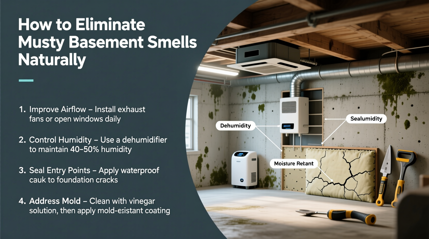 how to eliminate musty basement smells without masking with air fresheners