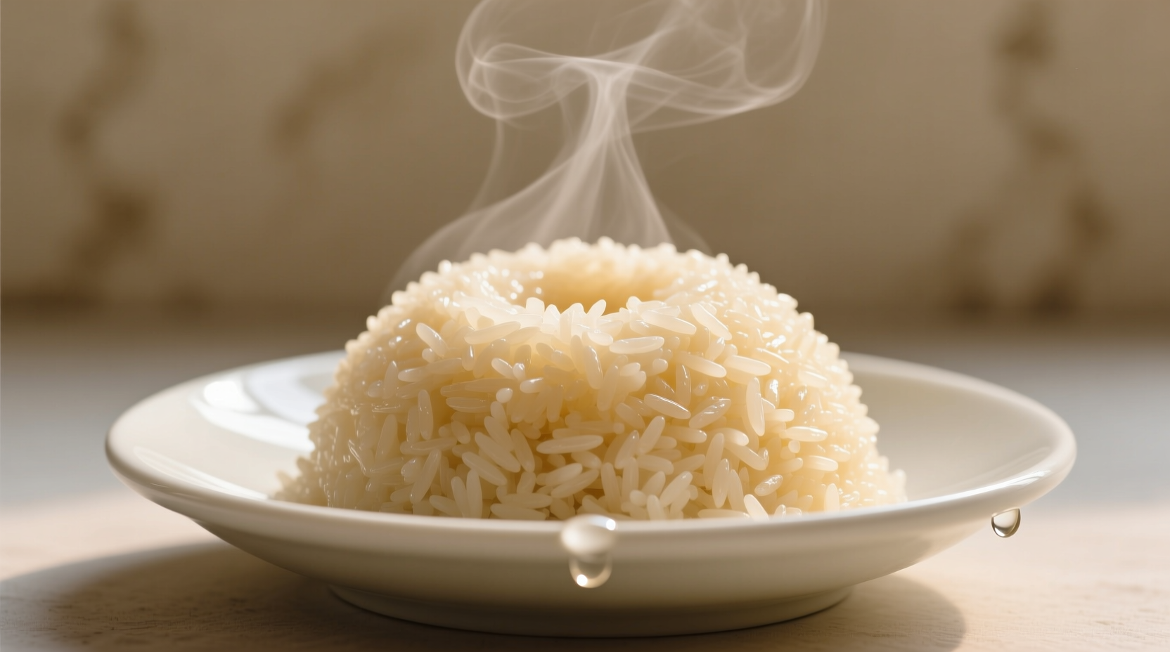 Perfectly cooked jasmine rice in white bowl