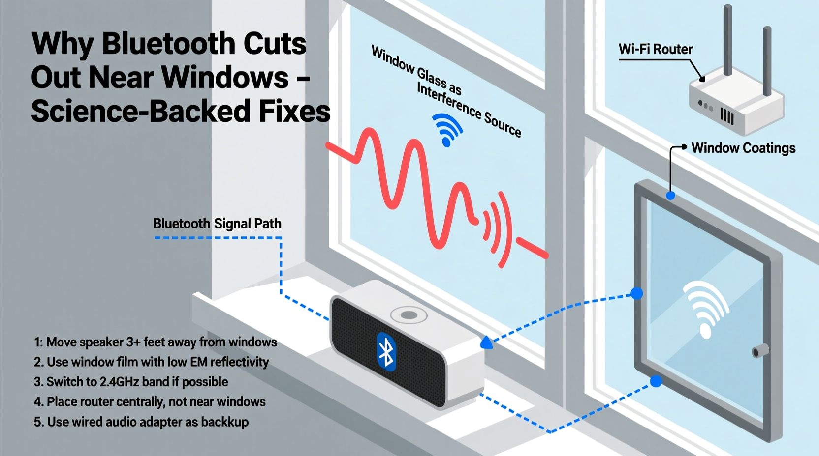 why does my bluetooth speaker cut out near windows interference solutions