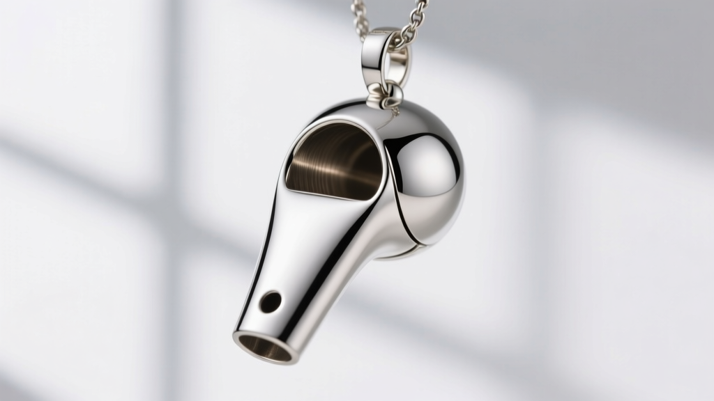 Macro photography showing the precise 2mm inner bore diameter of a polished sterling silver mindfulness whistle pendant.