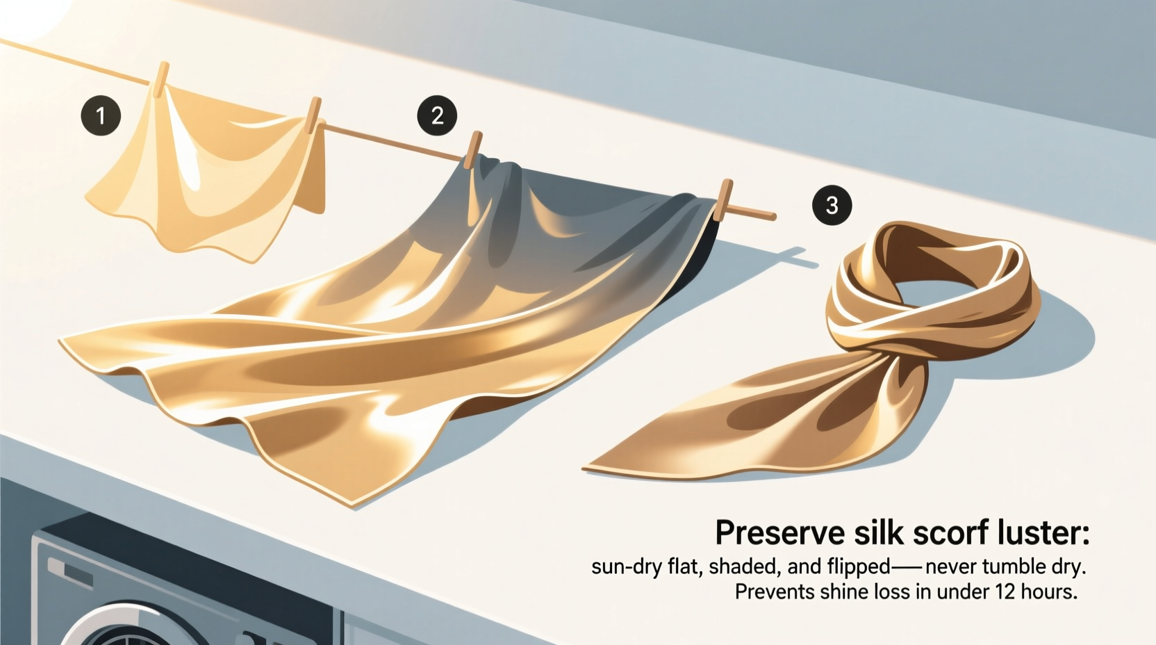 silk scarf drying air dry vs sun dry shine loss