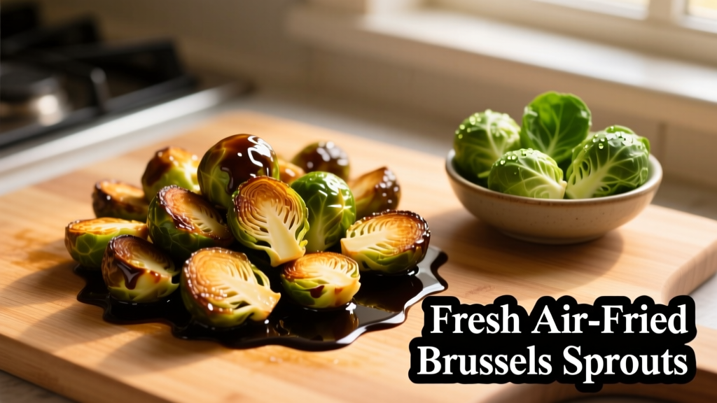 Air Fried Brussels Sprouts with Balsamic Glaze