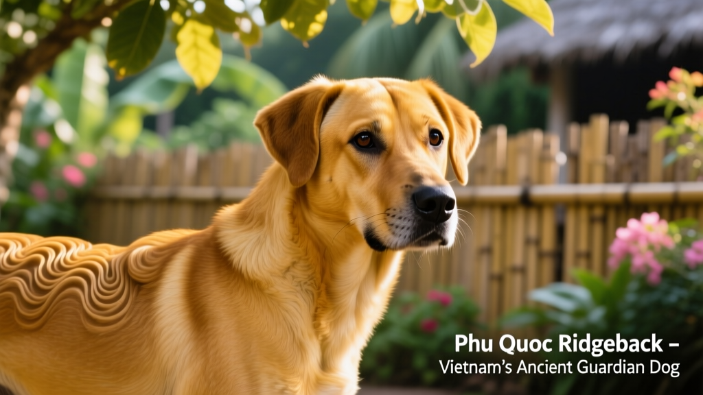Closeup of yellow Phu Quoc Ridgeback dog