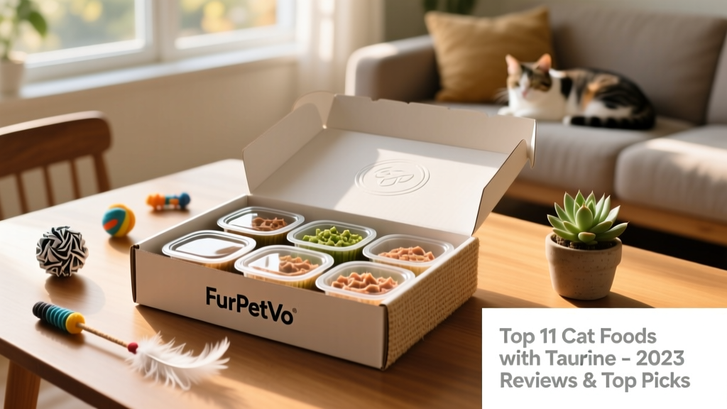 Subscription box containing chilled, portioned trays of fresh cat food labeled FurPetVo