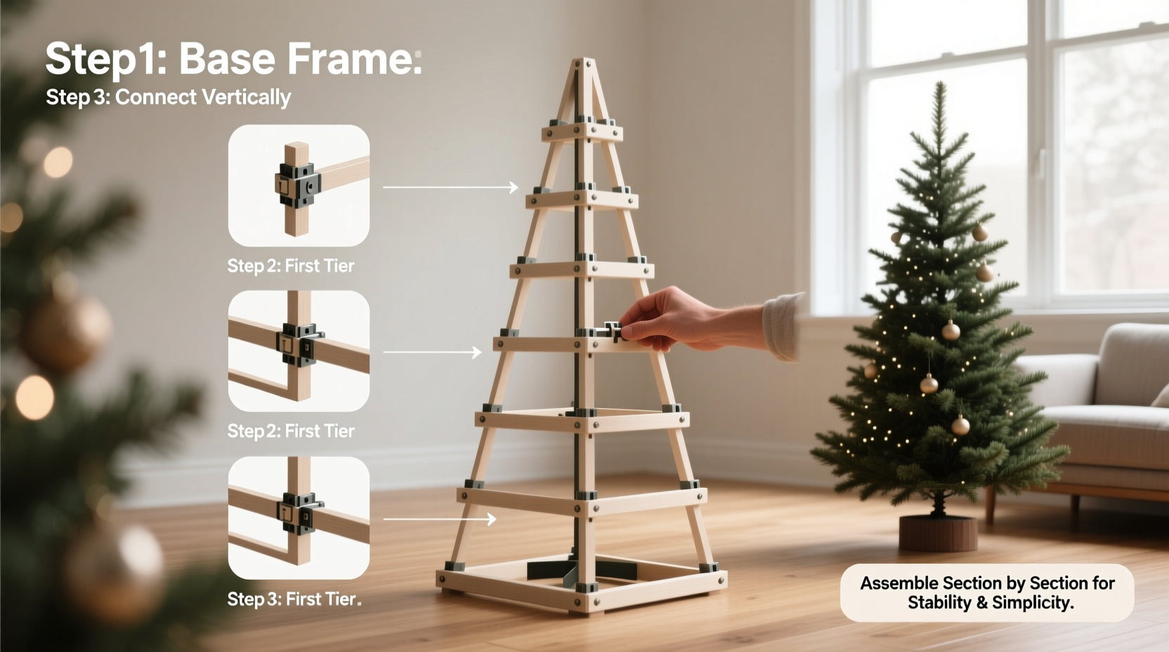 is it better to assemble a modular christmas tree section by section or all at once