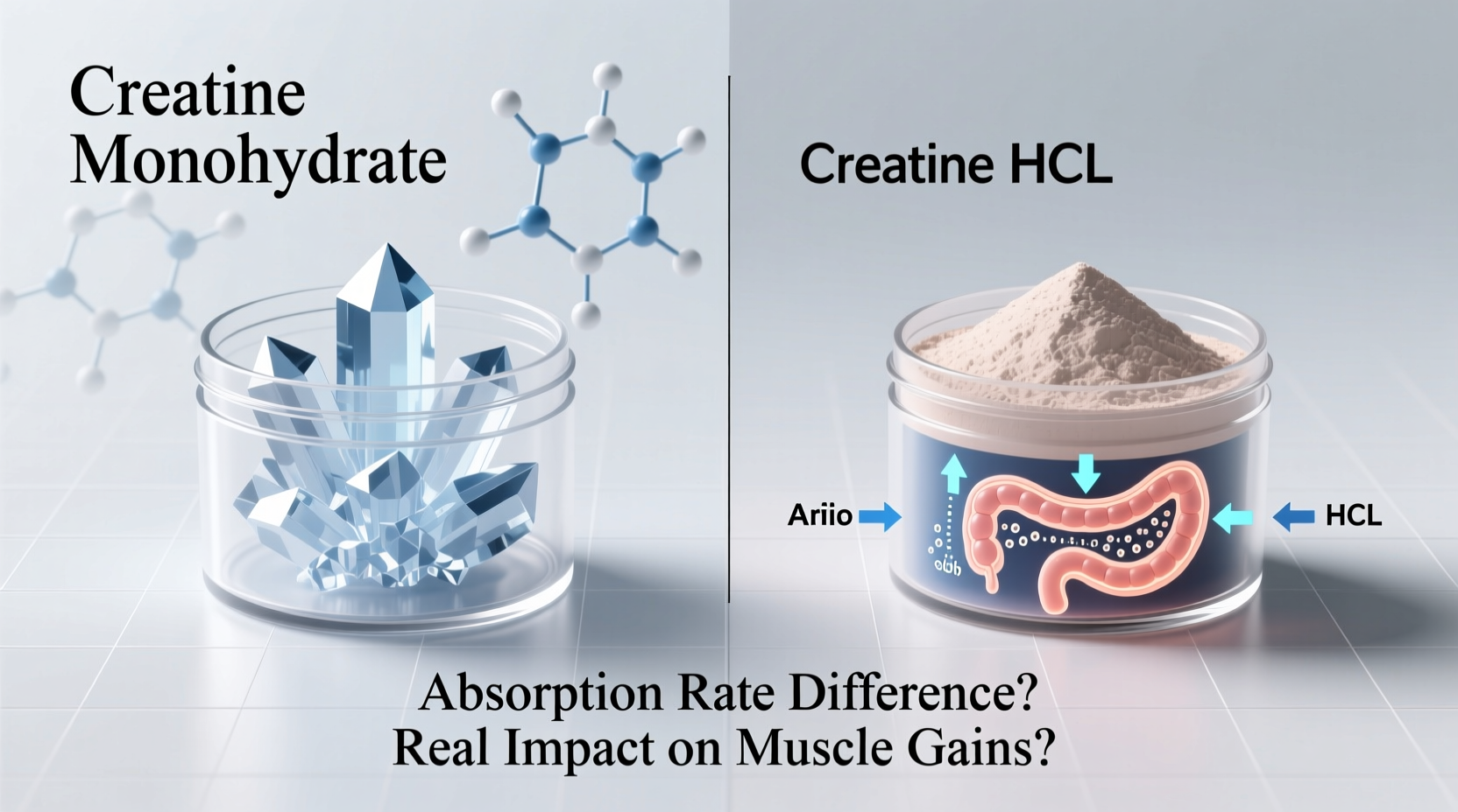 creatine monohydrate vs hcl does the absorption rate really differ for gains