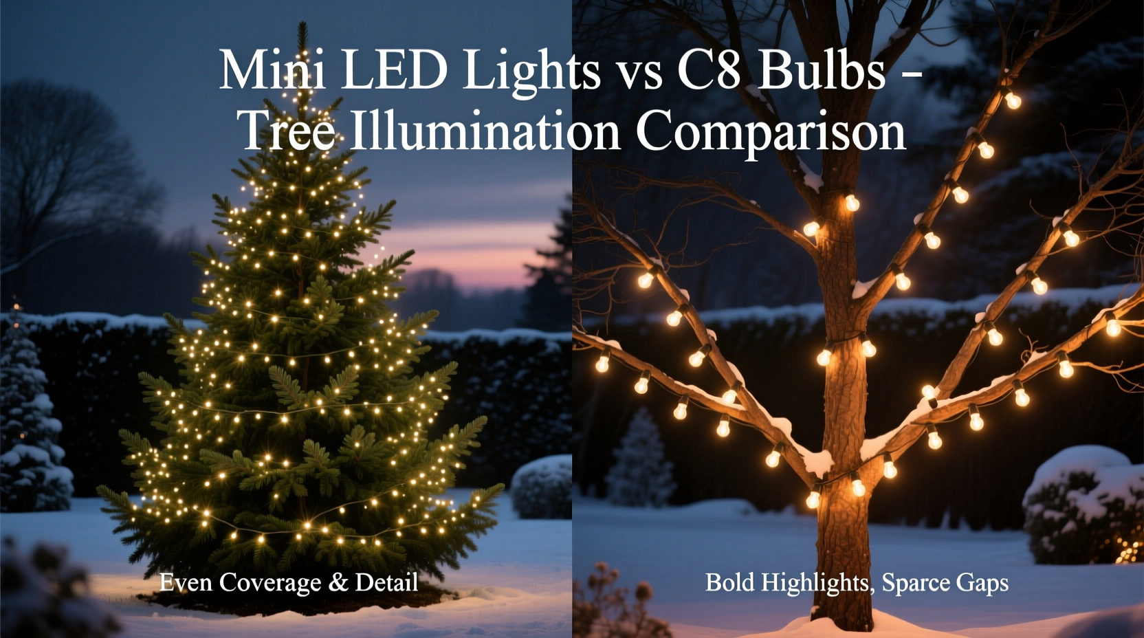 mini led lights vs c9 bulbs which gives better coverage for large trees