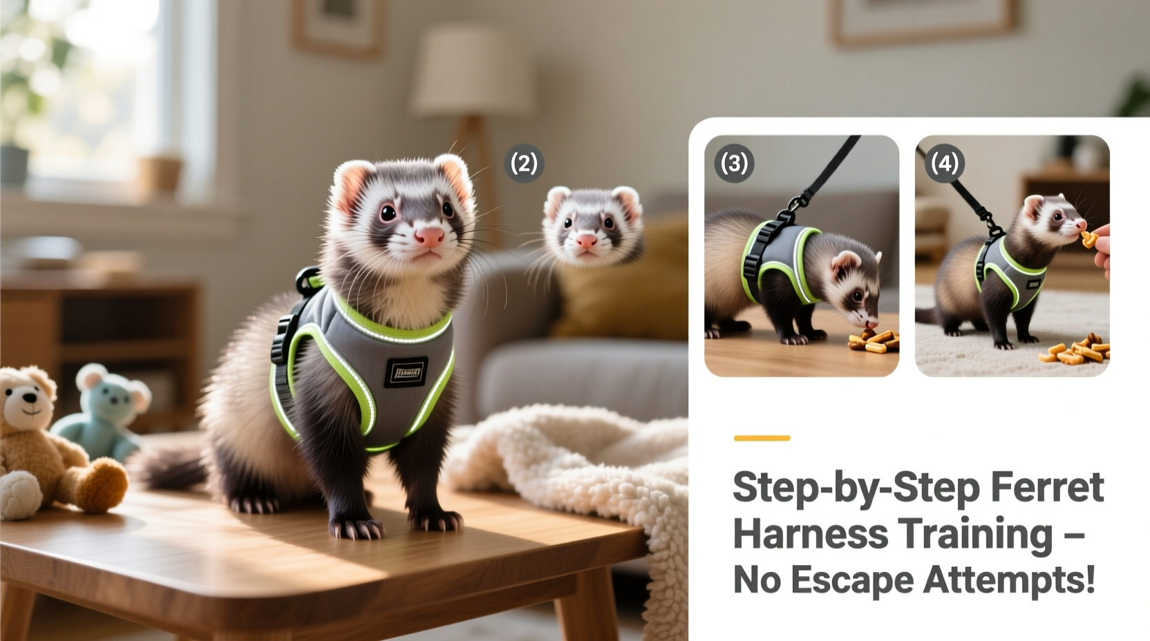 ferret harness training step by step without escape attempts