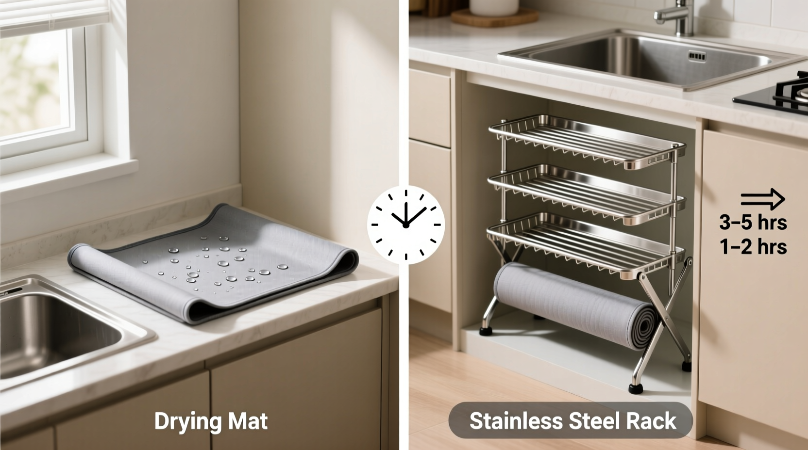 dish drying mat vs stainless steel rack