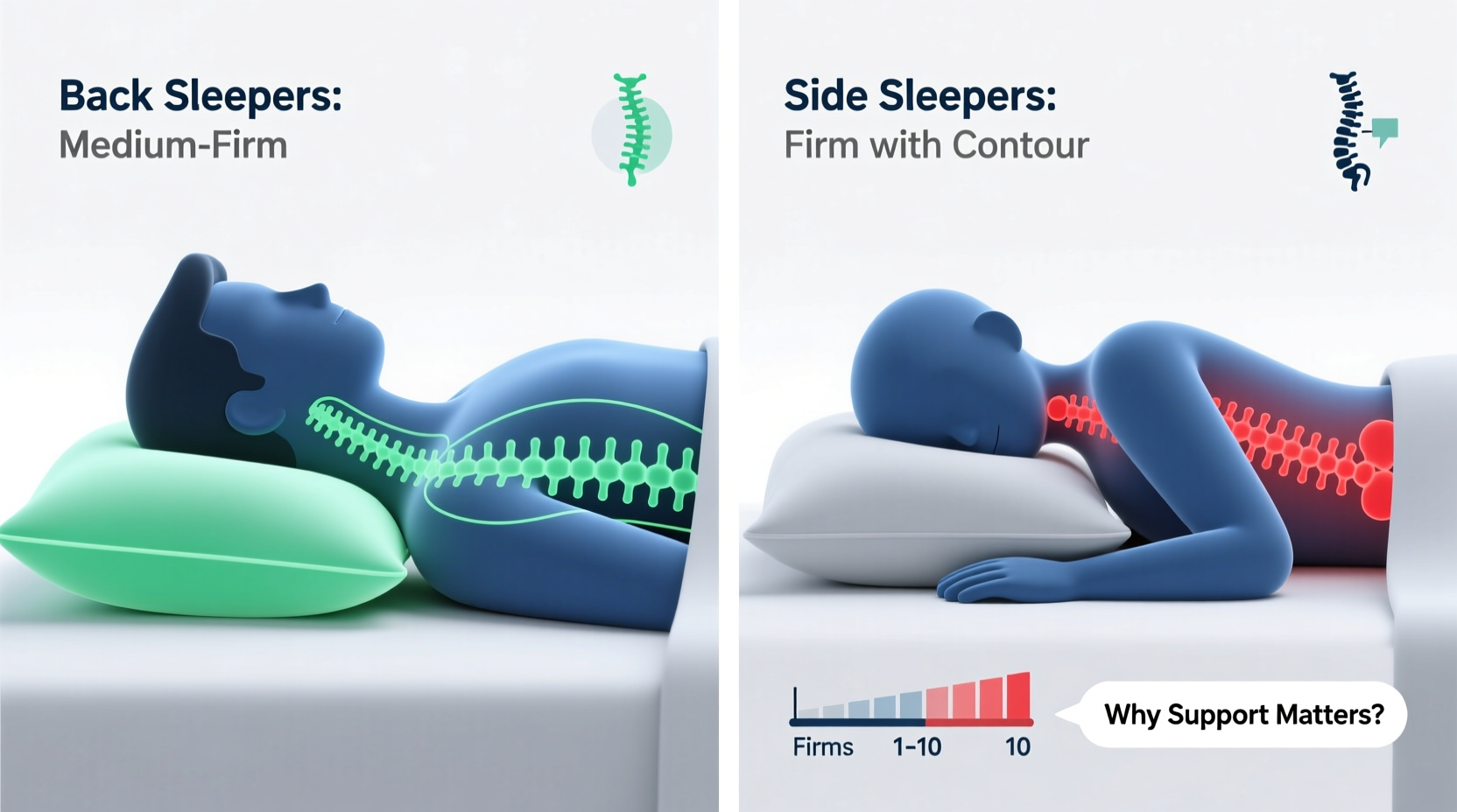 how to choose the right pillow firmness if you switch between back and side sleeping