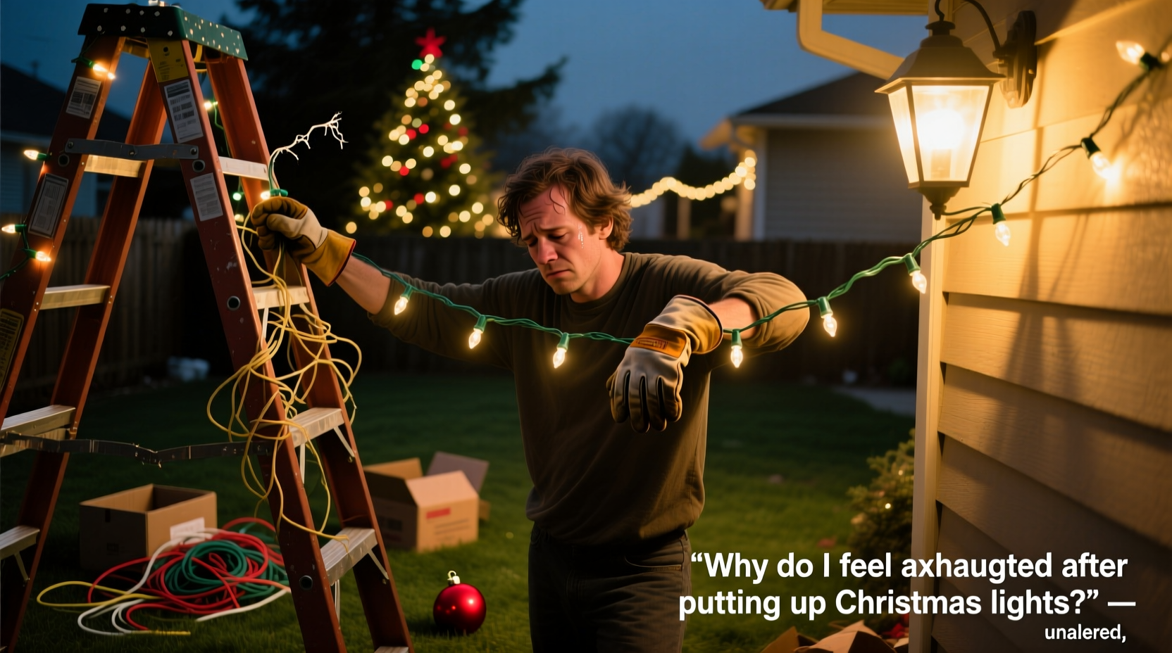 why do i feel exhausted after putting up christmas lights