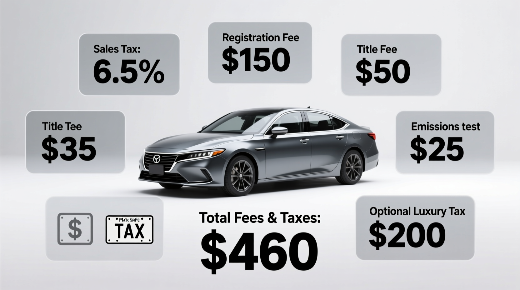 how much are taxes and fees on a car