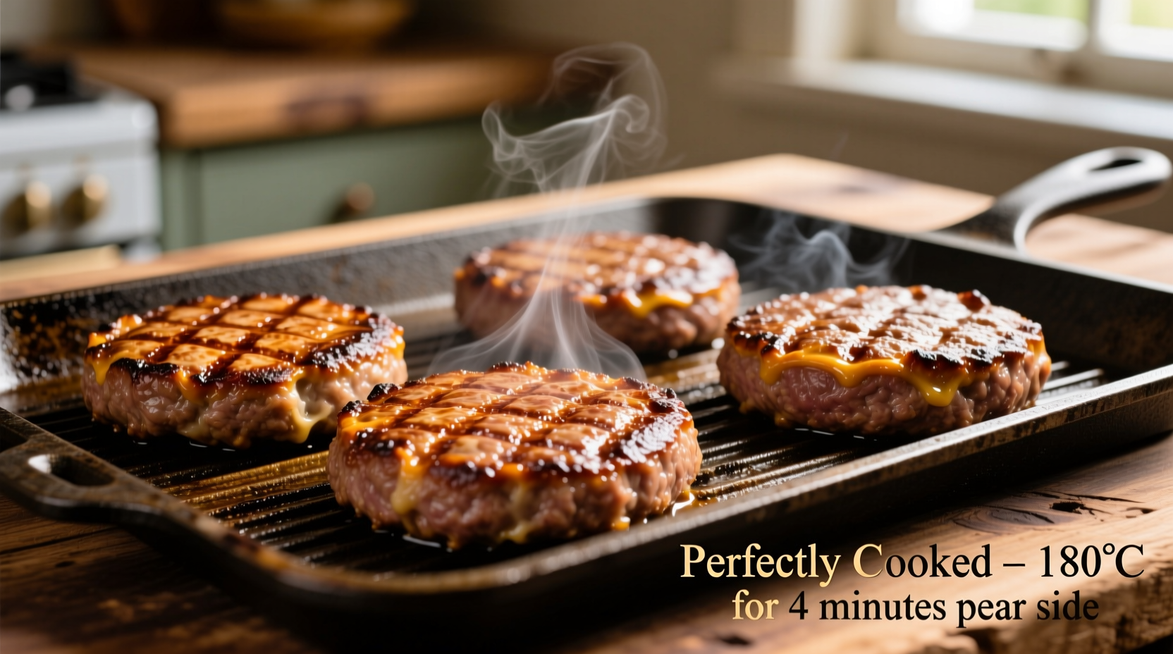 Perfectly cooked hamburger patties on baking sheet