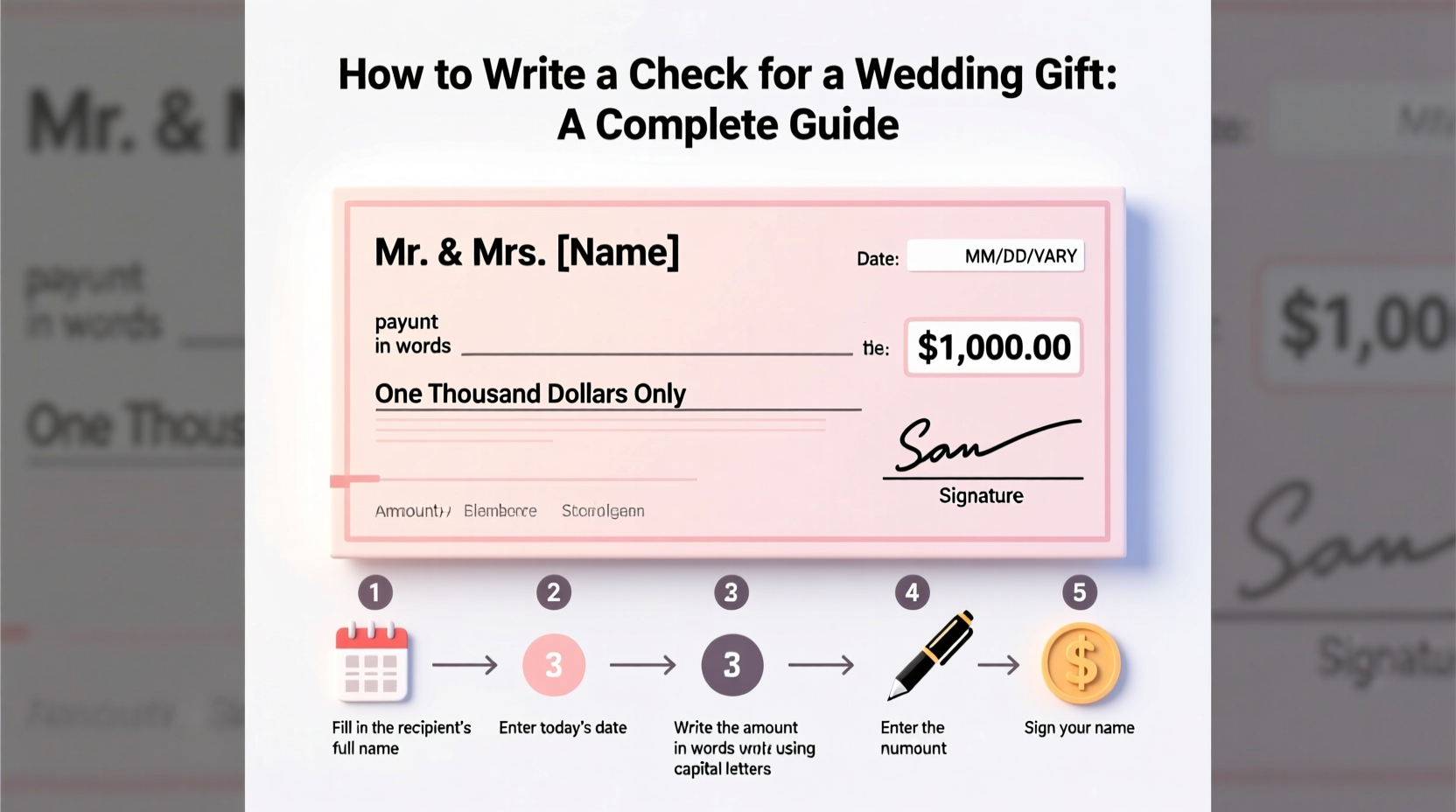 how to write check for wedding