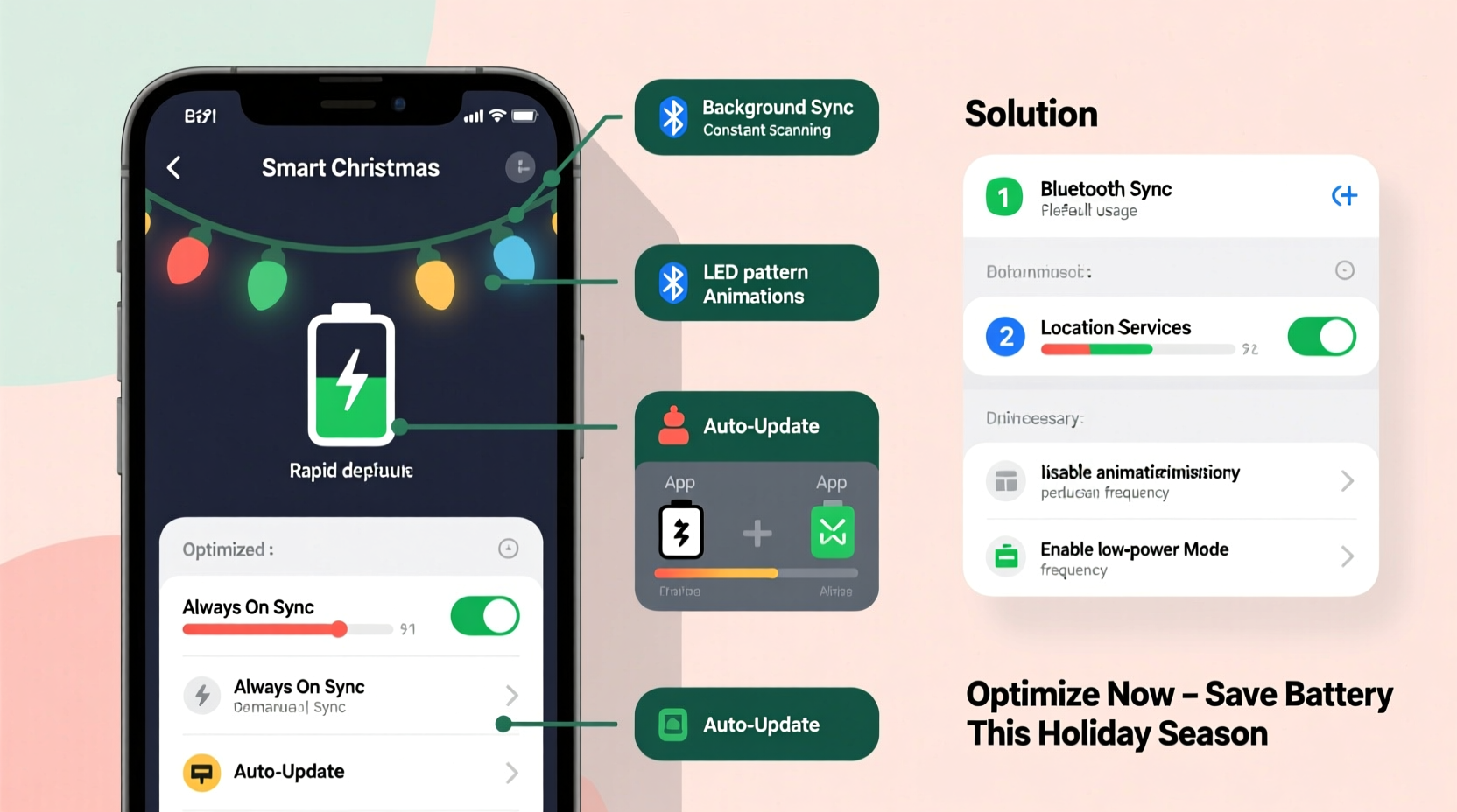 why does my smart christmas light app drain my phone battery faster than usual and how to optimize it
