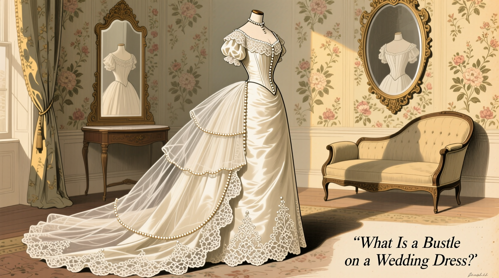 what is a bustle on a wedding dress