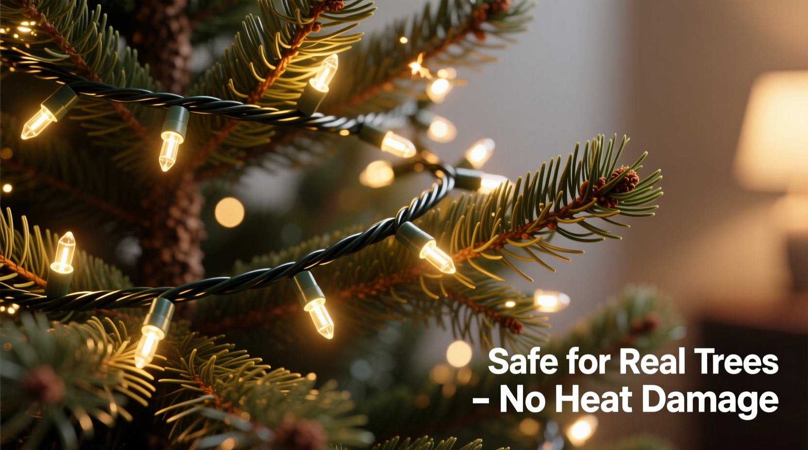 are led christmas lights safe for direct contact with real tree needles