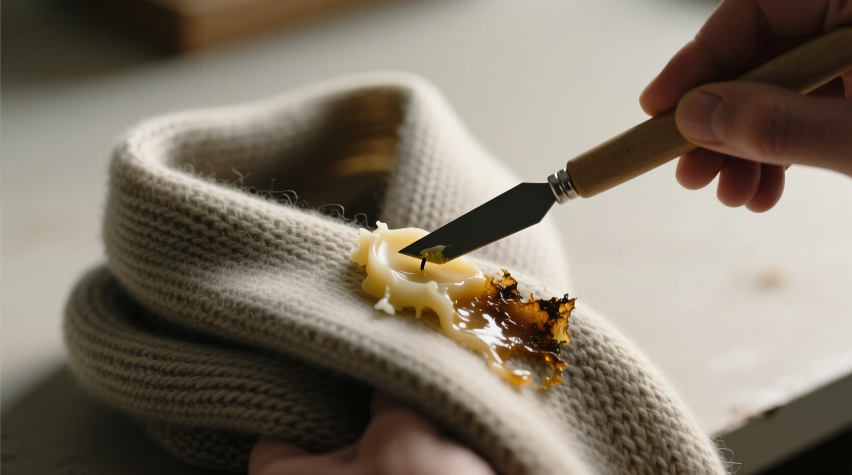 remove candle wax from wool blend scarves safely