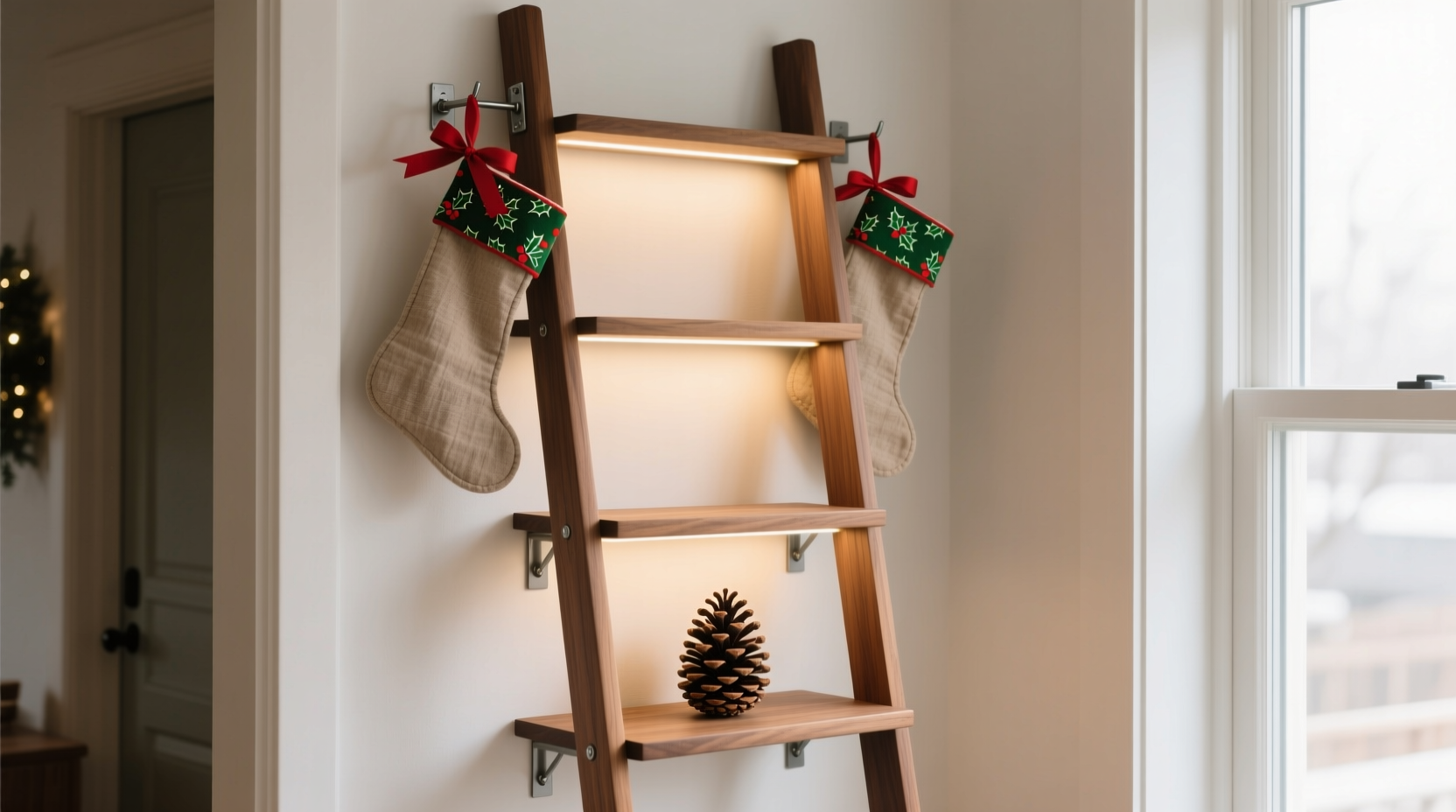 how to build a christmas tree ladder shelf for small spaces and big impact