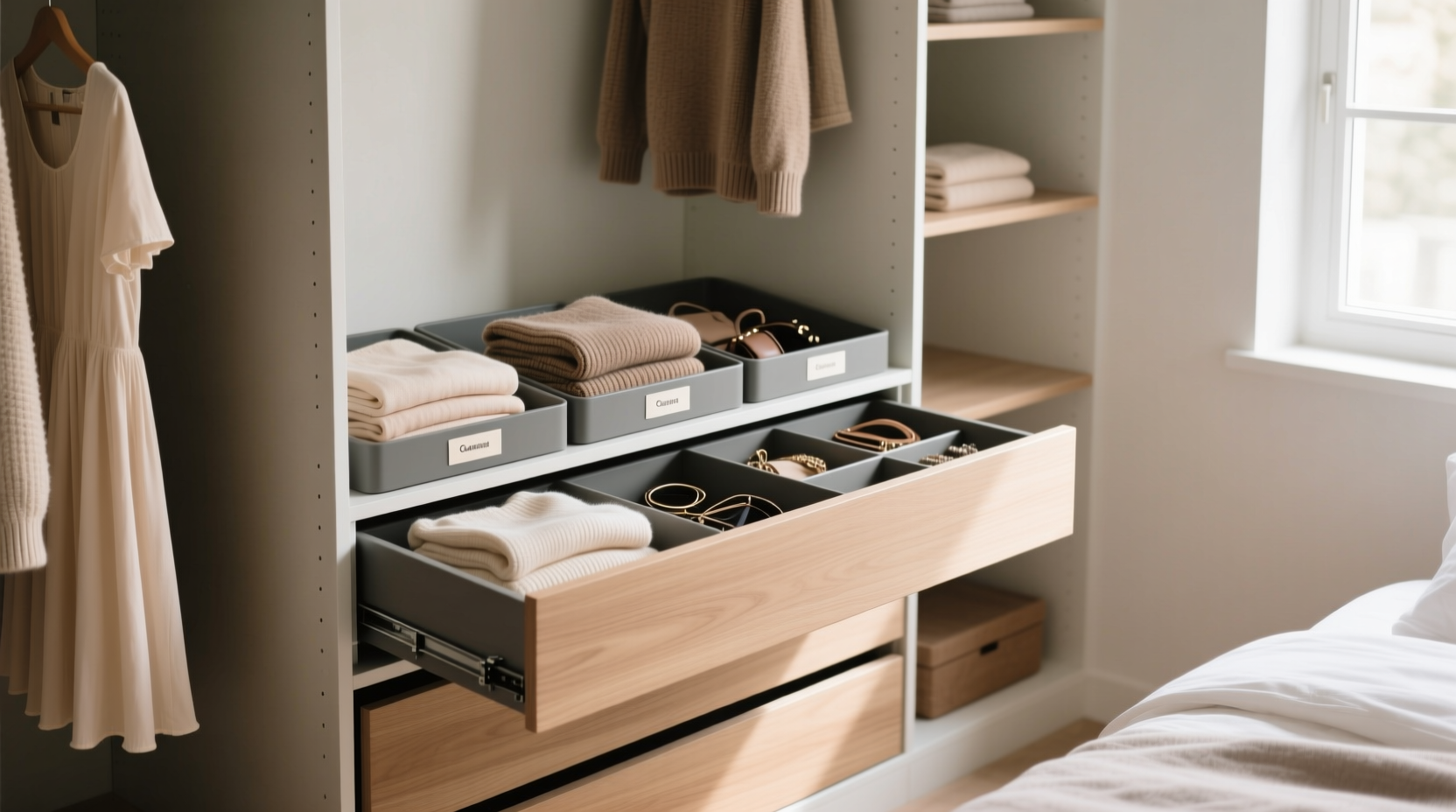 closet drawer organizers removable vs fixed dividers