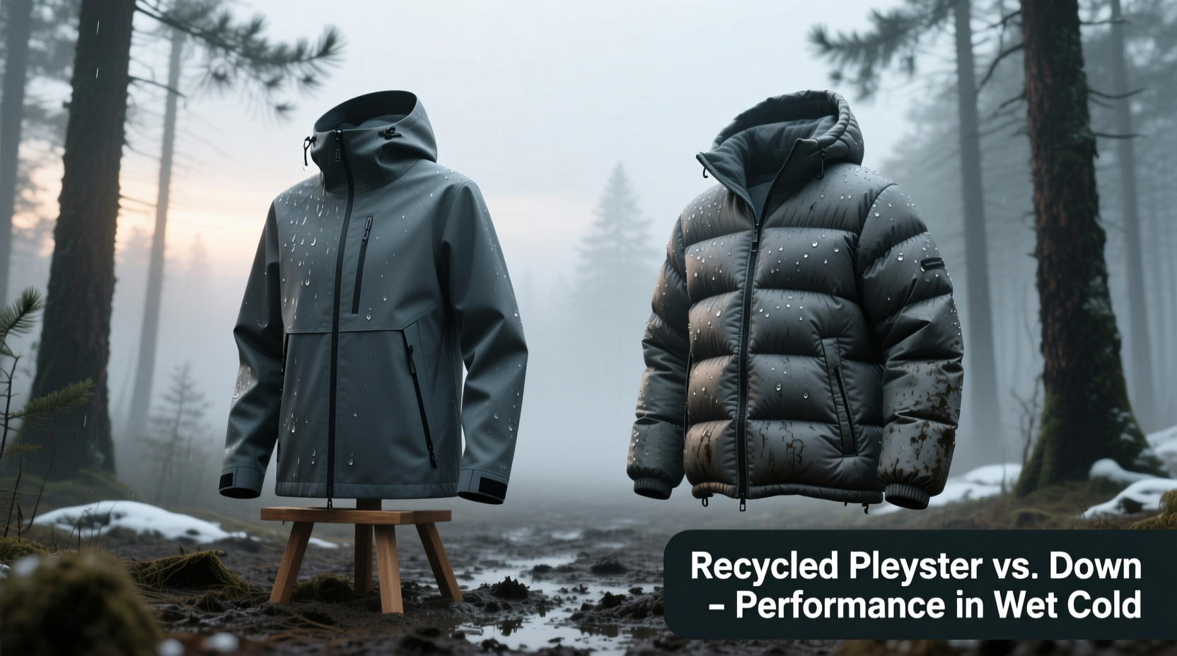 recycled polyester jacket vs down filled which performs better in wet cold