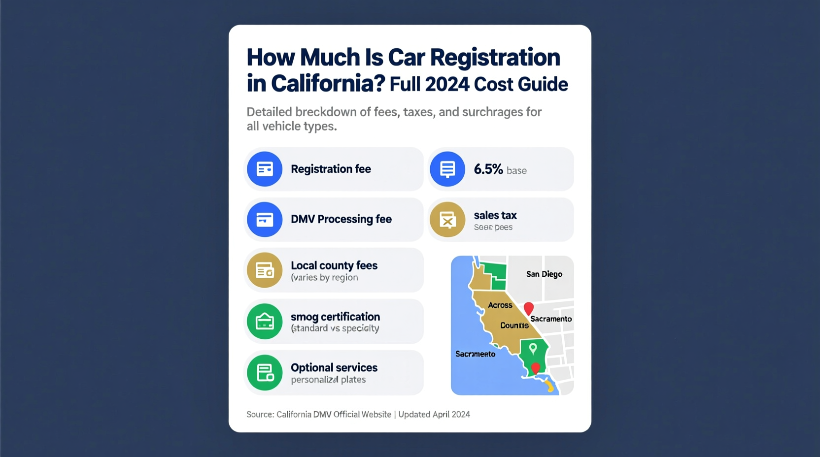 how much is the car registration in california