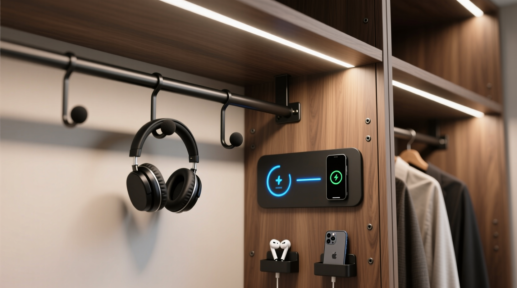 closet organization tips hidden headphone hooks docks