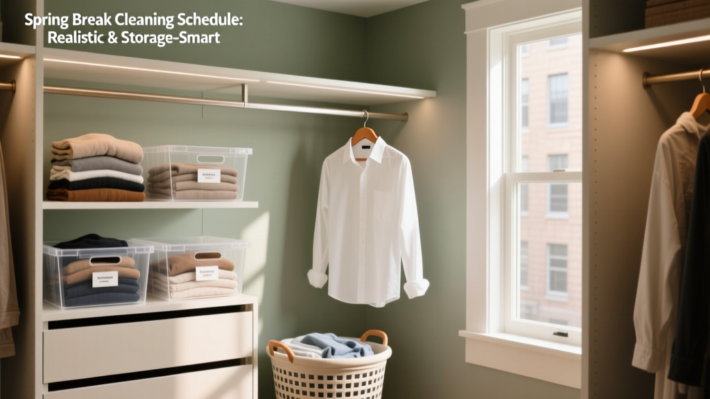 Spring Break Cleaning Schedule: Realistic & Storage-Smart
