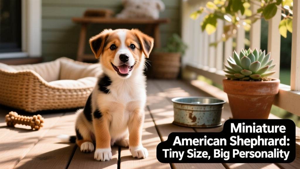 miniature american shepherd puppy smiling