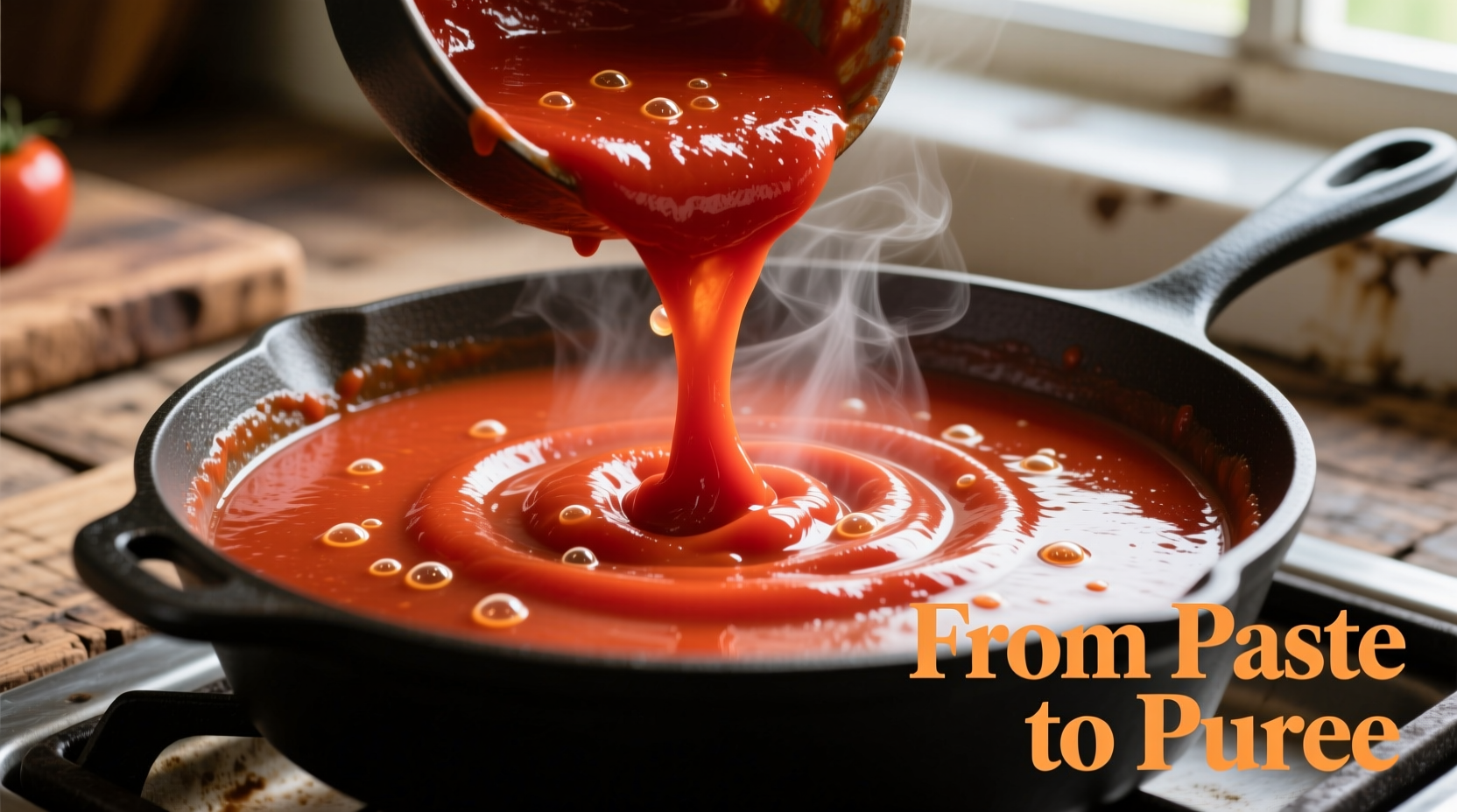 Tomato paste transforming into creamy tomato soup