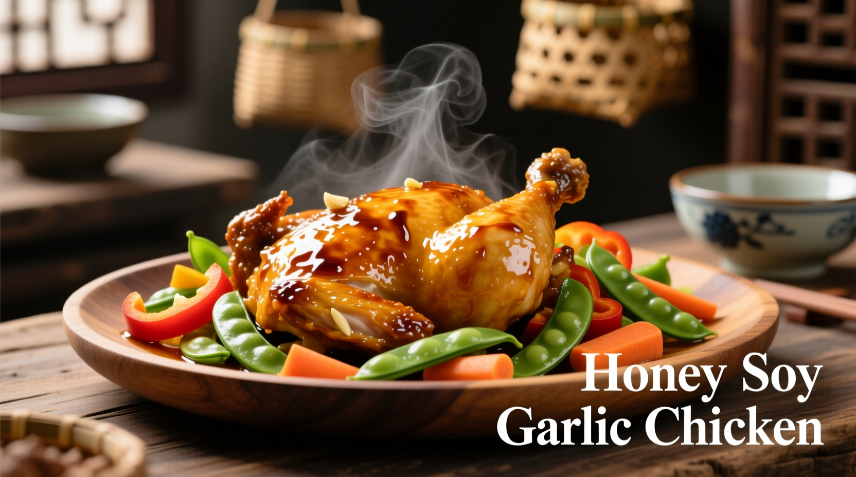 Golden honey soy garlic chicken with vegetables