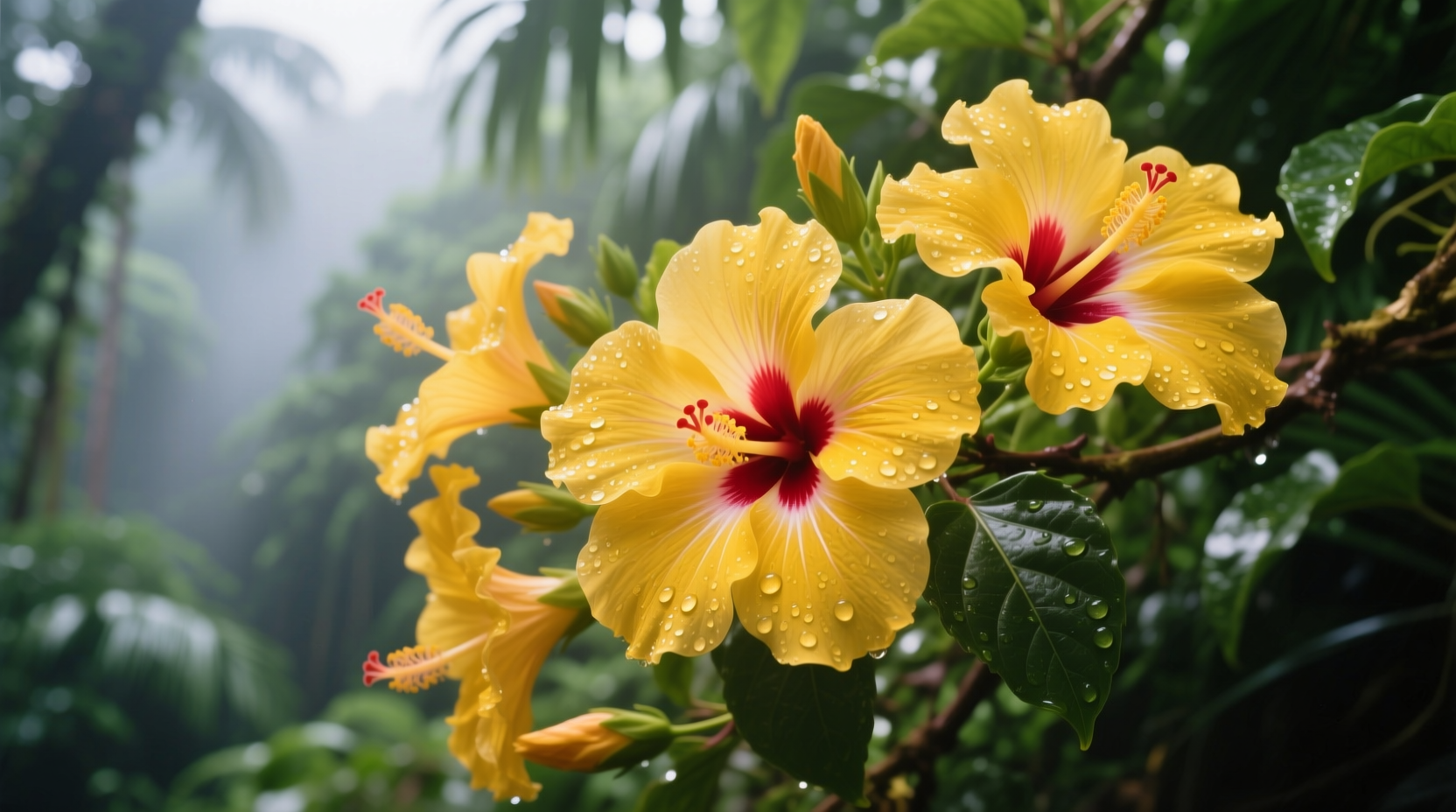 yellow hibiscus flowers