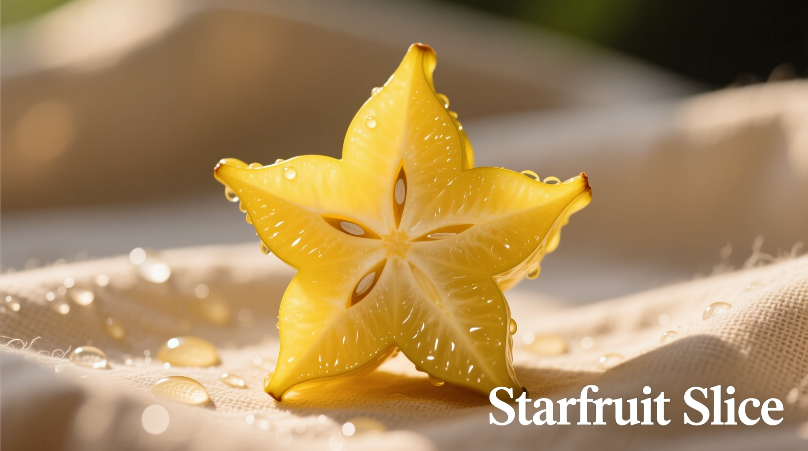 Ripe yellow starfruit sliced to show star shape