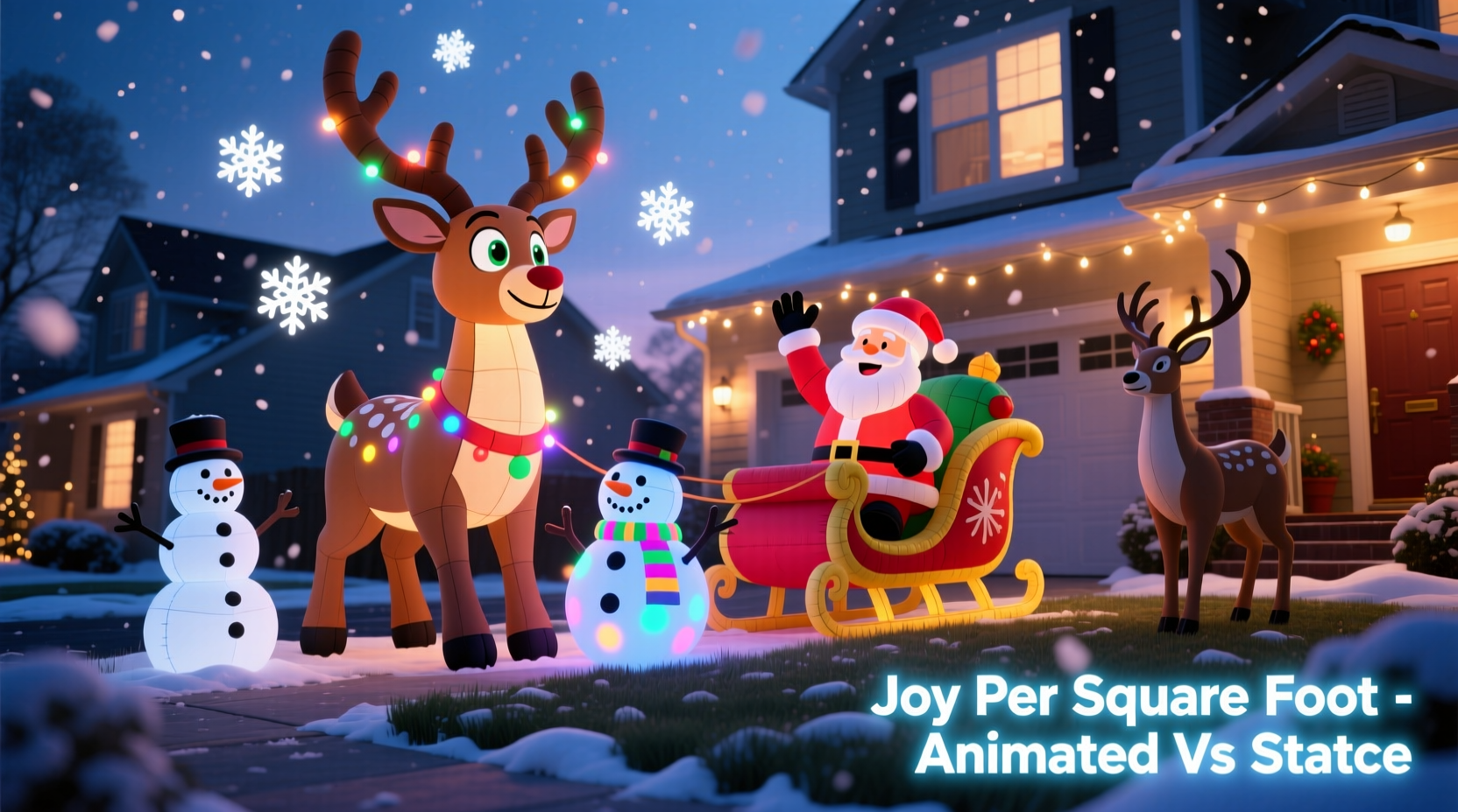 animated christmas inflatables vs static lawn figures which brings more joy per square foot