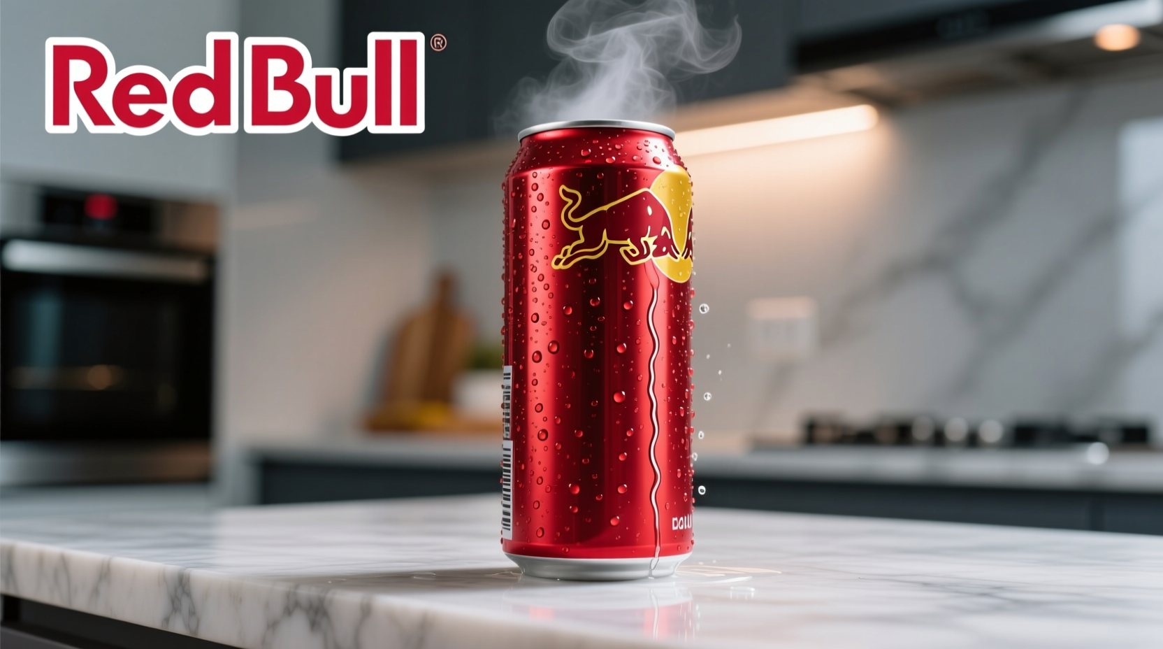 Red Bull can showing condensation