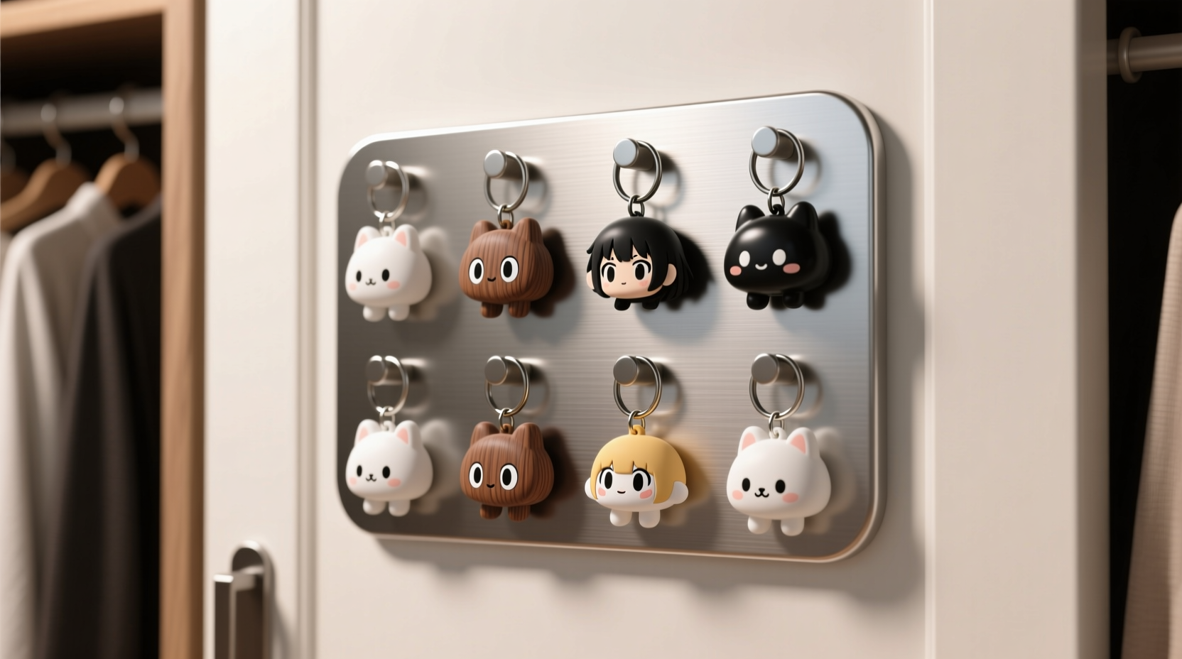 anime keychain closet door organization