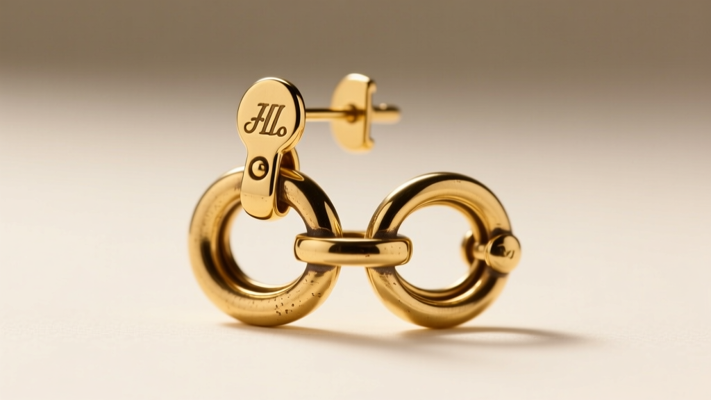 Macro shot of a vintage figure-8 safety clasp and trombone closure on a gold-plated DeLizza and Elster dangle earring back.