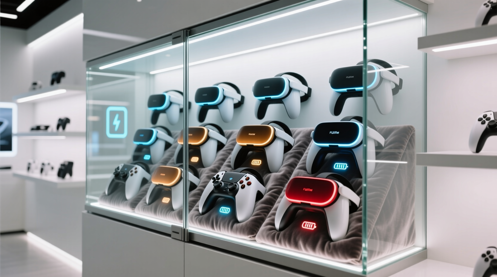 vr controller storage for glass door closets