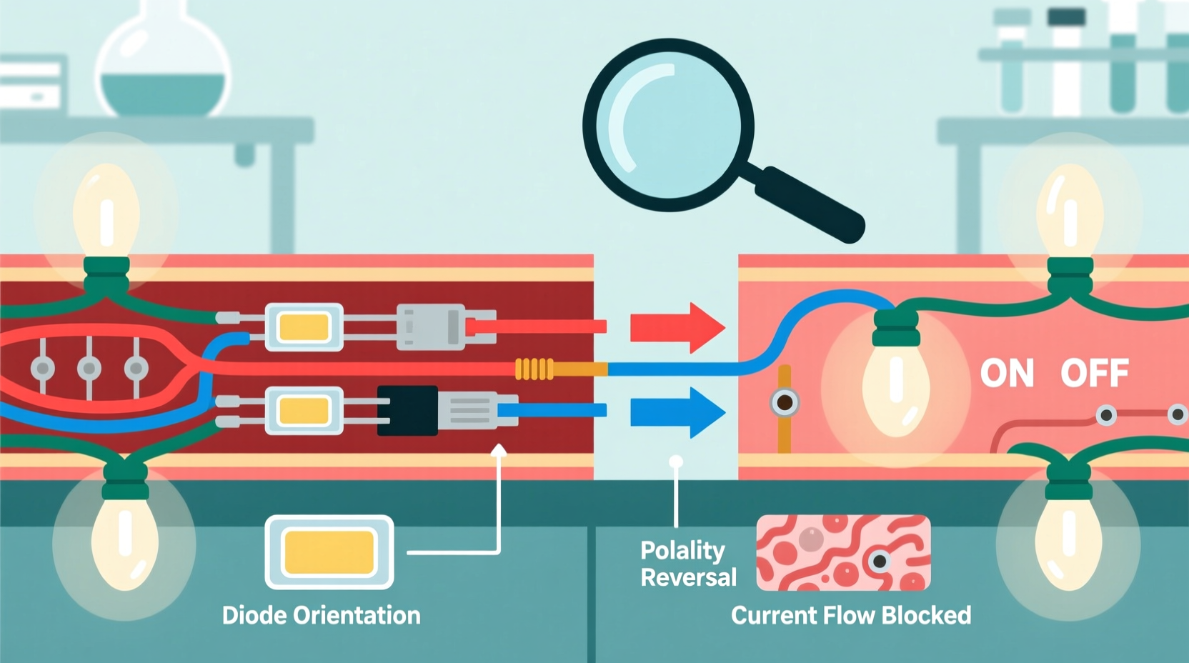 christmas light polarity checker why do some strands only work when plugged in one direction