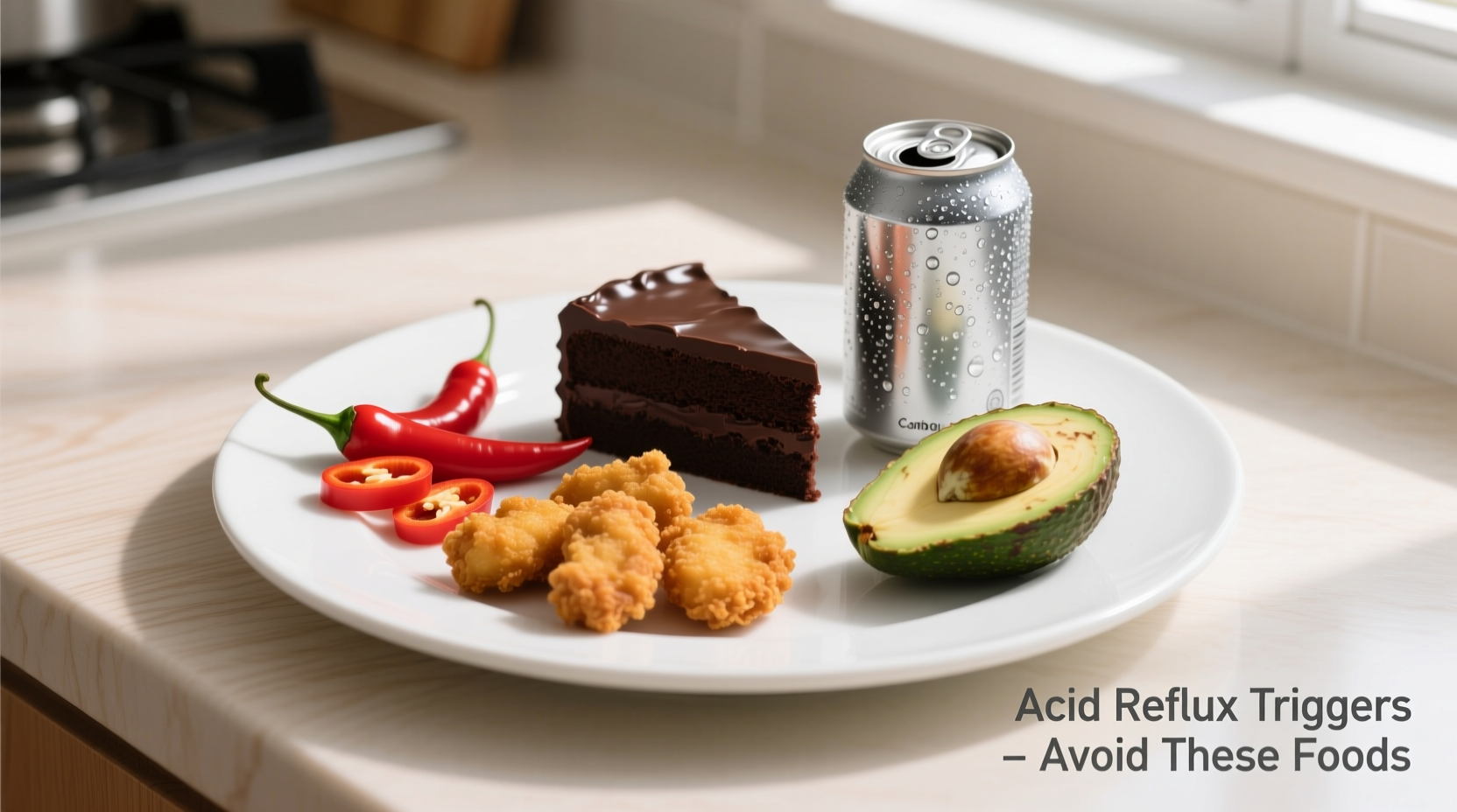 Acid reflux trigger foods on plate