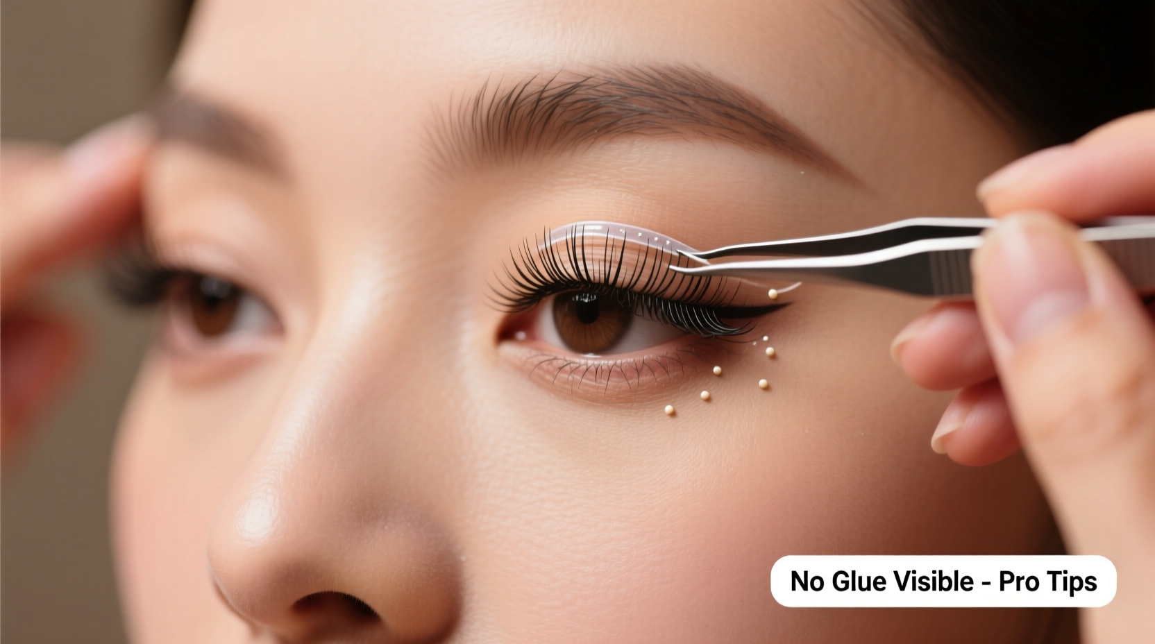 how to apply false eyelashes without glue showing