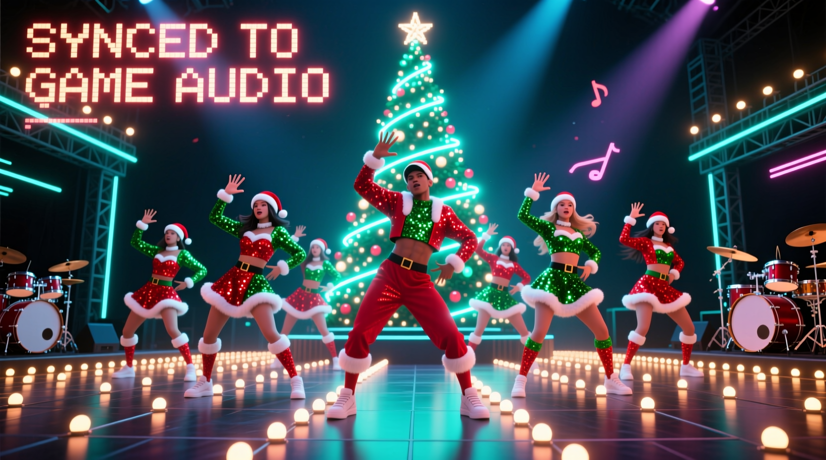 how to set up a christmas light dance routine synced to game audio